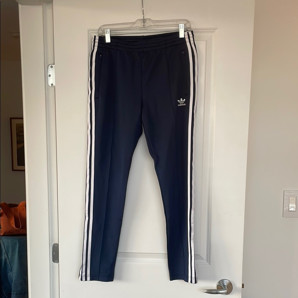 Adidas Dark Blue Joggers with White Stripes